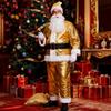 Golden Christmas Santa Costume Set Stage Performance Outfit Unisex 18-24Y