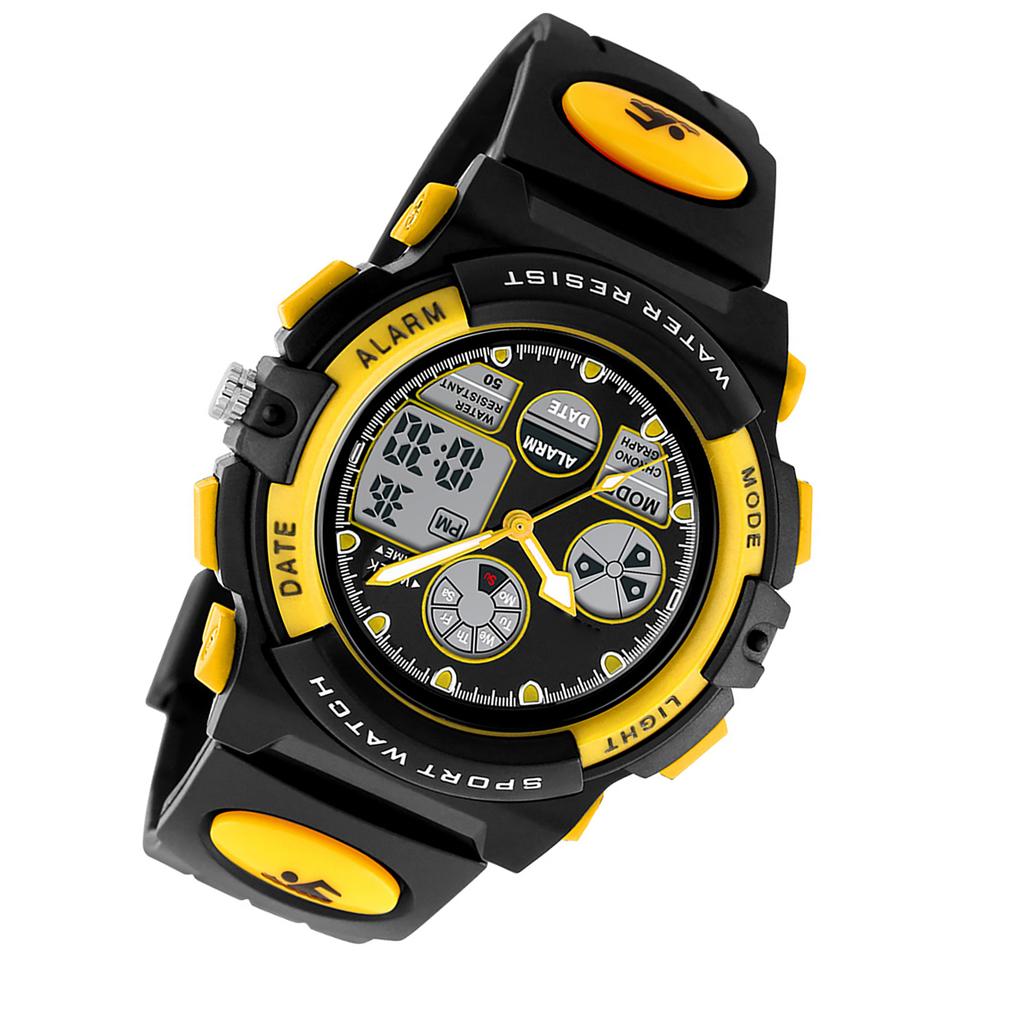 1163 Uhren Kinder Outdoor Sport Kinderuhr Digital Quarz Armbanduhr für Jungen Mädchen Uhren mit PU-Armband Band Alarm LED Leuchtend Wasserdicht