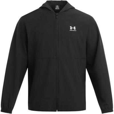 UA Vibe Windbreaker Woven Training Solid Color Hooded Long Sleeve Jacket Men Jackets Black 1386555-001
