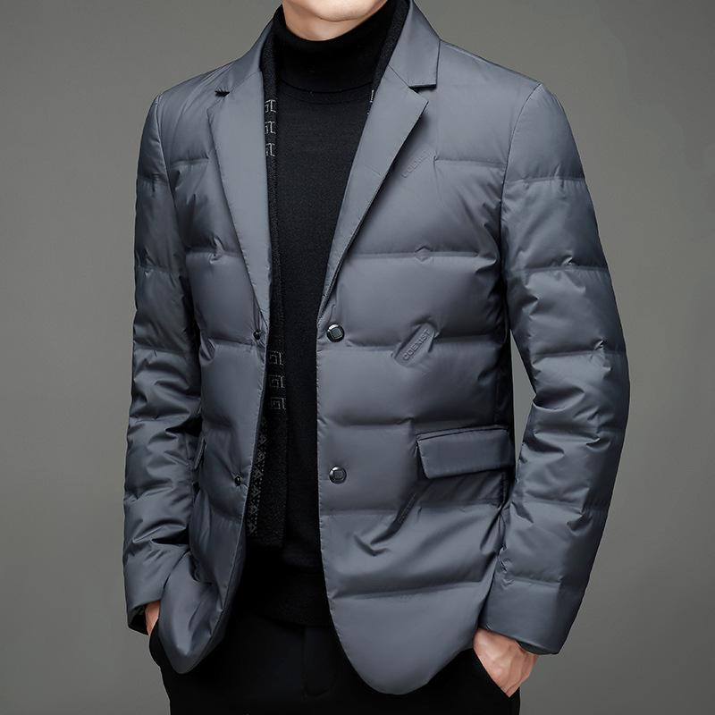 Blazer de puf pentru bărbați Tineret Iarnă caldă Slim Casual Blazer de culoare uni simplă