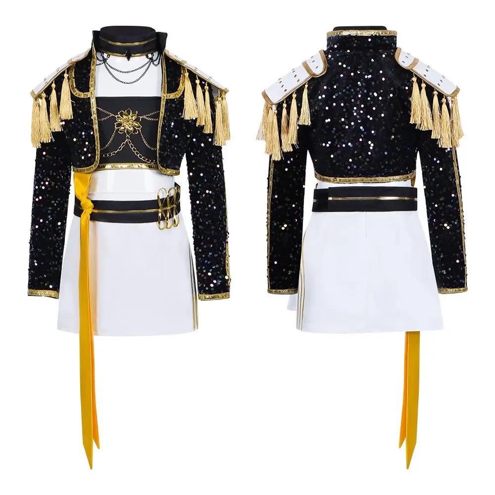 Adult Kids Halloween Rumi Cosplay Costume Black Gold Stage Costume Kpop Demon Hunters Uniform Performance Party Zoey Mira Sets