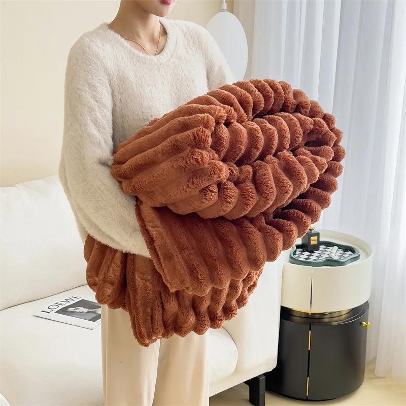 Winter Thicken Wide Striped Stitch Quilt Multifunctional Blanket Can Be Used As Bed Sheet Cover Quilt Nap Blanket Pet Blanket