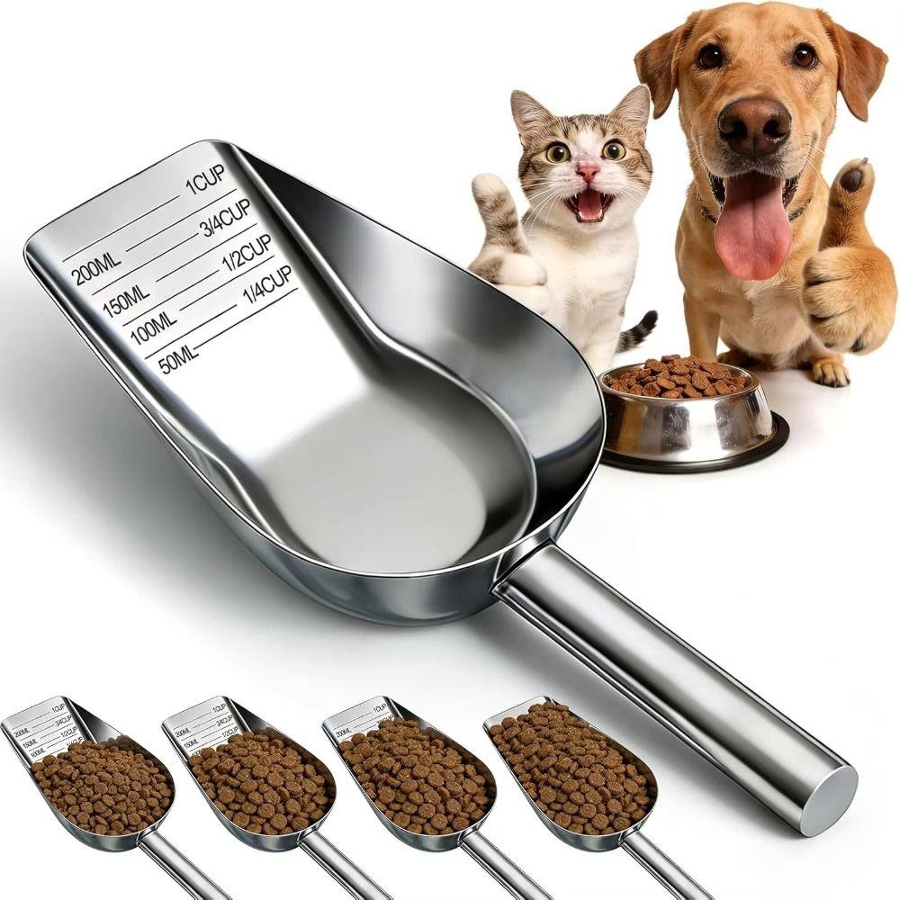 Long Handle Pet Food Scoop Ergonomic Handle Dog Food Shovel Durable Food Measuring Cup Kitchen