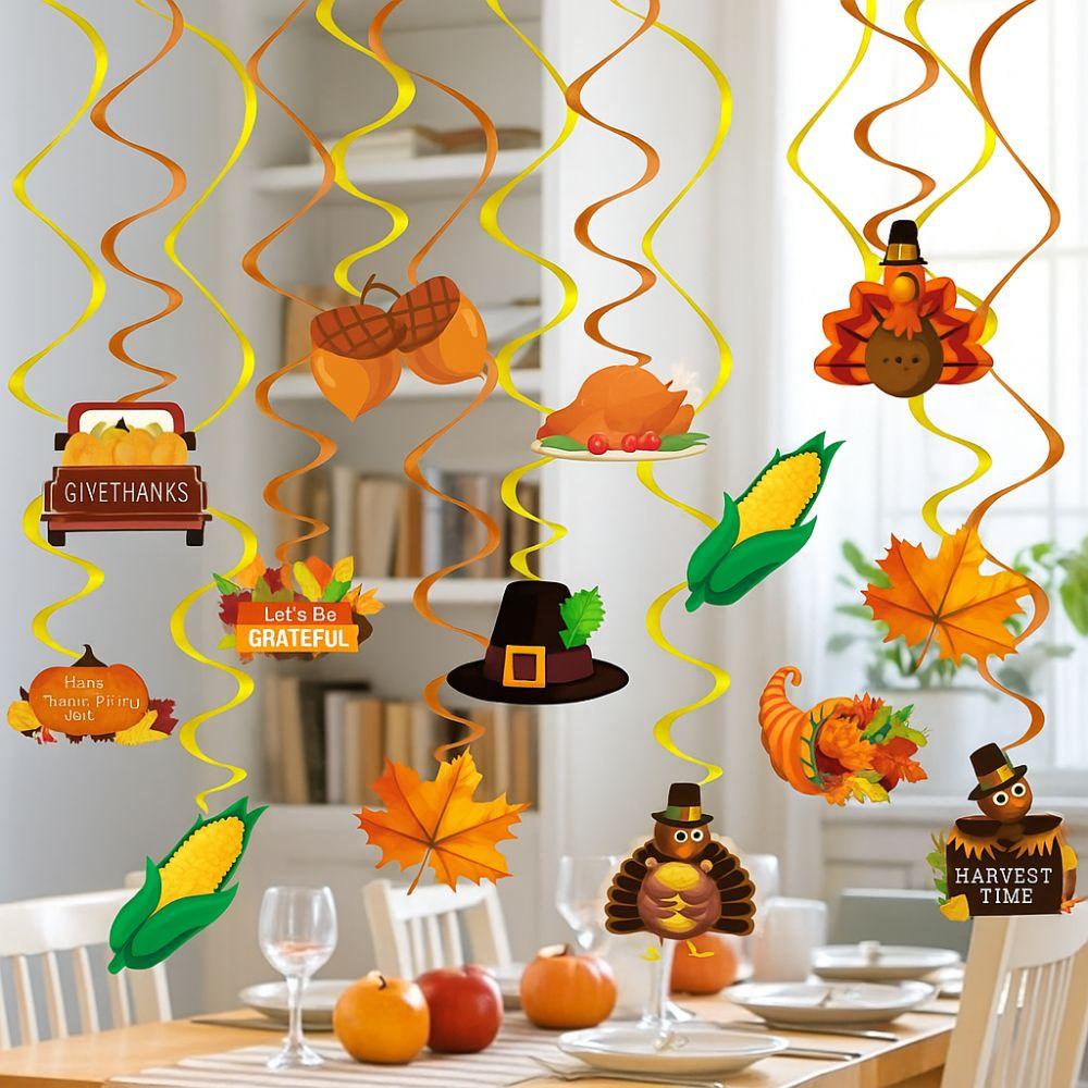 Celebration Thanksgiving Spirals Hanging Flag Party Decoration Supplies  Indoor Outdoor Decorations