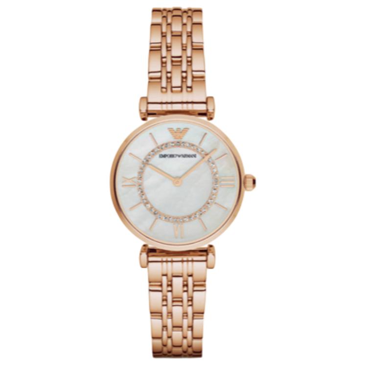 EMPORIO ARMANI Women s Two Hand Rose Gold Tone Stainless Steel Watch AR1909 Rose Gold