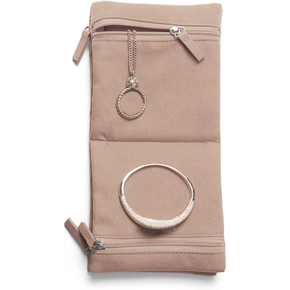 Foldable Travel Jewelry Storage Bag Multiple Compartments Clutch Bag Earrings Container  Travel