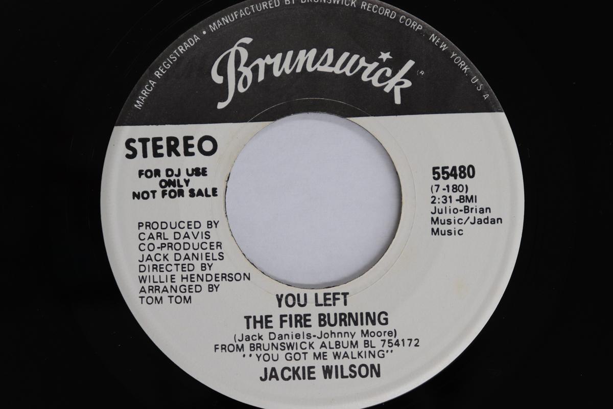 

7inch Record JACKIE WILSON - You Left The Fire Burning 55480PROMO Brunswick 1972 US Soul/Funk Used