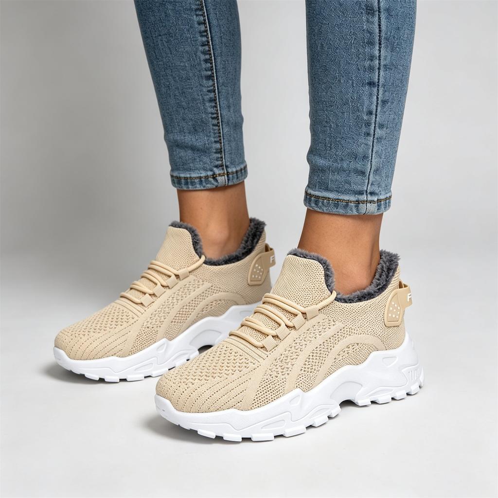 Women's Plus Size Lined Lace-Up Winter Shoes, Warm Casual Footwear for Cold