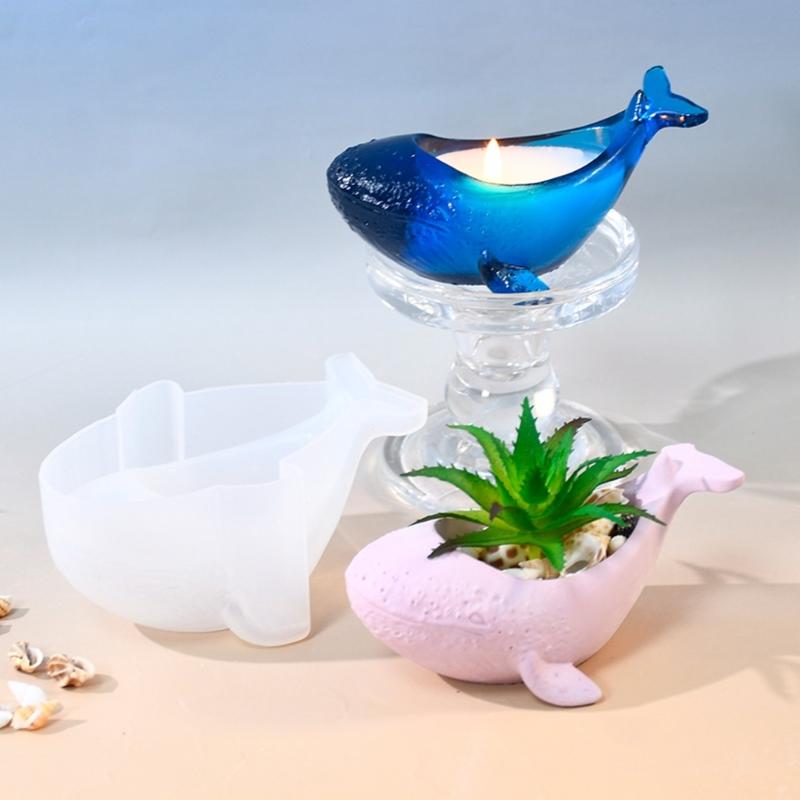 Silicone Candle Cup Molds Silicone Candle Holder Molds Whale Shape Unique Resin Craft Moulds Silicone Texture for Craft