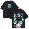 Gojo Satoru Print T-Shirt Anime Jujutsu Kaisen Kleidung Herren Damen Baumwoll-T-Shirts Retro Gewaschenes T-Shirt Harajuku Tops