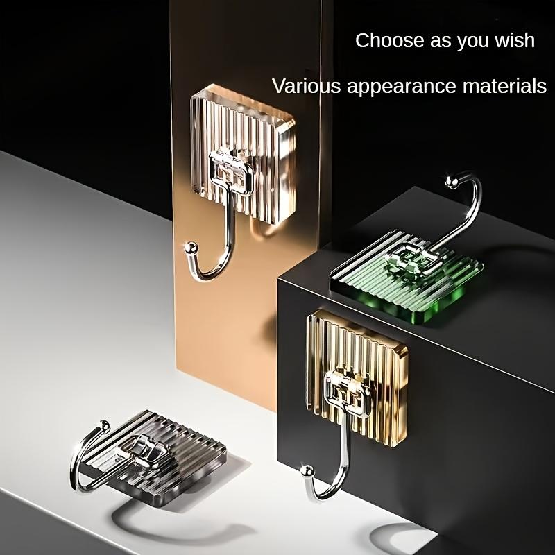 5pcs No-drill Hooks---Traceless Hooks Kitchen Bathroom Bathroom Organization Supplies Super Strong Self-adhesive, Utility Hooks