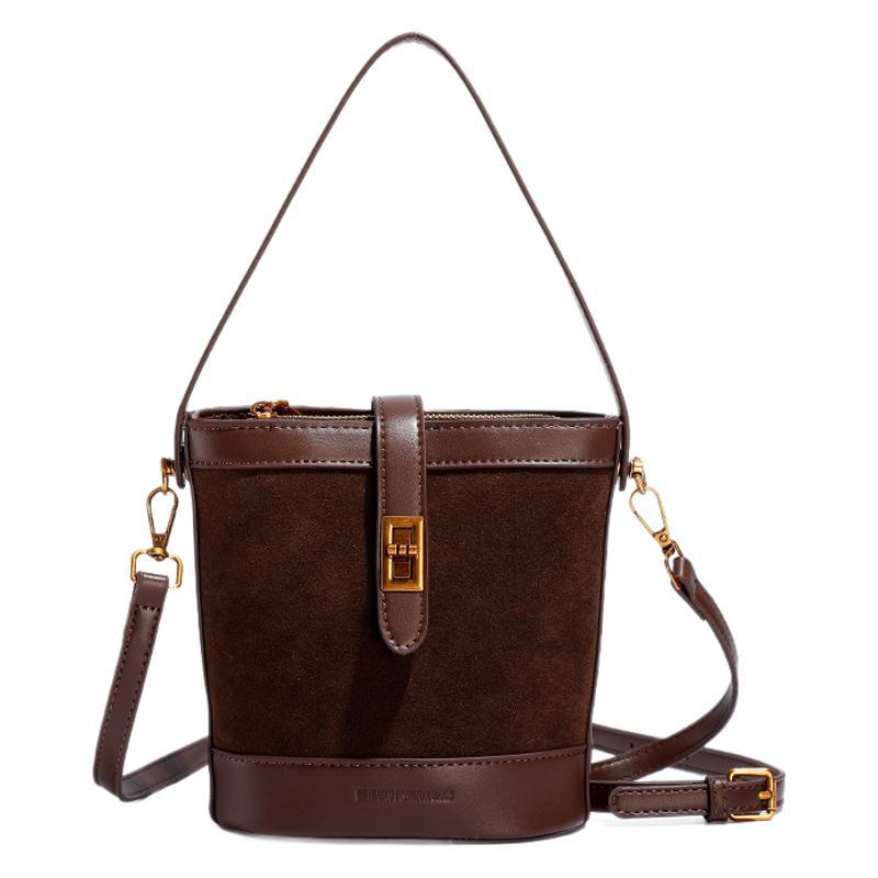 Autumn and Winter Women's Bags Retro Casual Bucket Bags High-end Leopard Print Portable Small Bags Fashionable Shoulder Messenger Bags