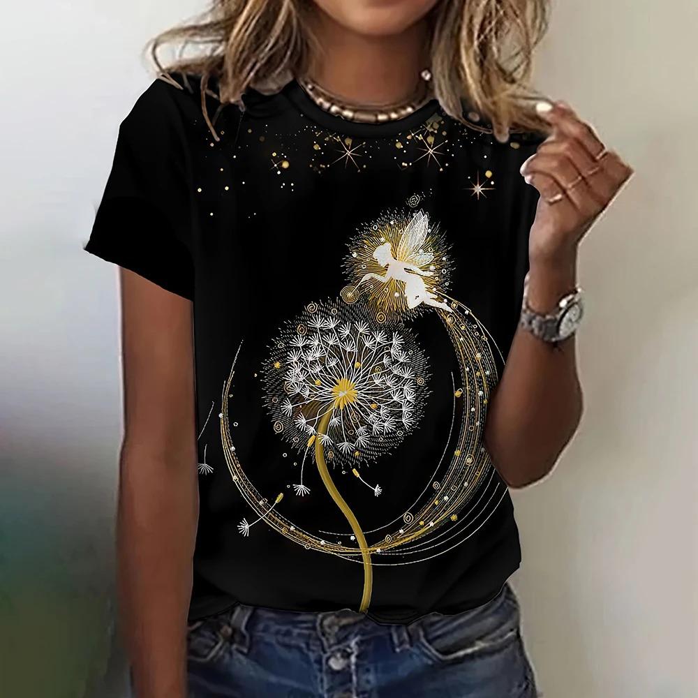 Summer Dreamcatcher 3D Print T-Shirt Women's Street Casual Retro Y2K Short Sleeve Crew Neck Top