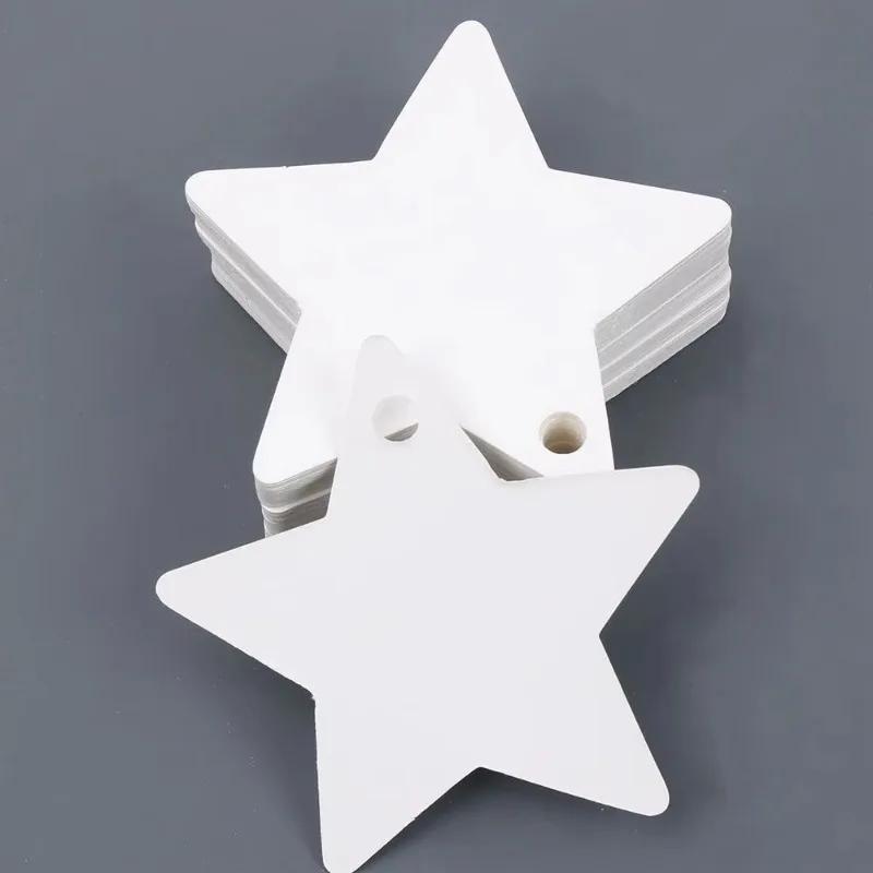 100 Pcs Five-pointed Star Christmas Wedding Label Party Gift Card Hanging Tags Christmas Ornaments