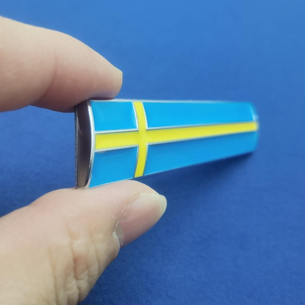 1Pc 3D Metal Swedish Flag Logo Car Front Grille Badge, Car Side Fender/Rear Trunk/Car Body Emblem Sticker