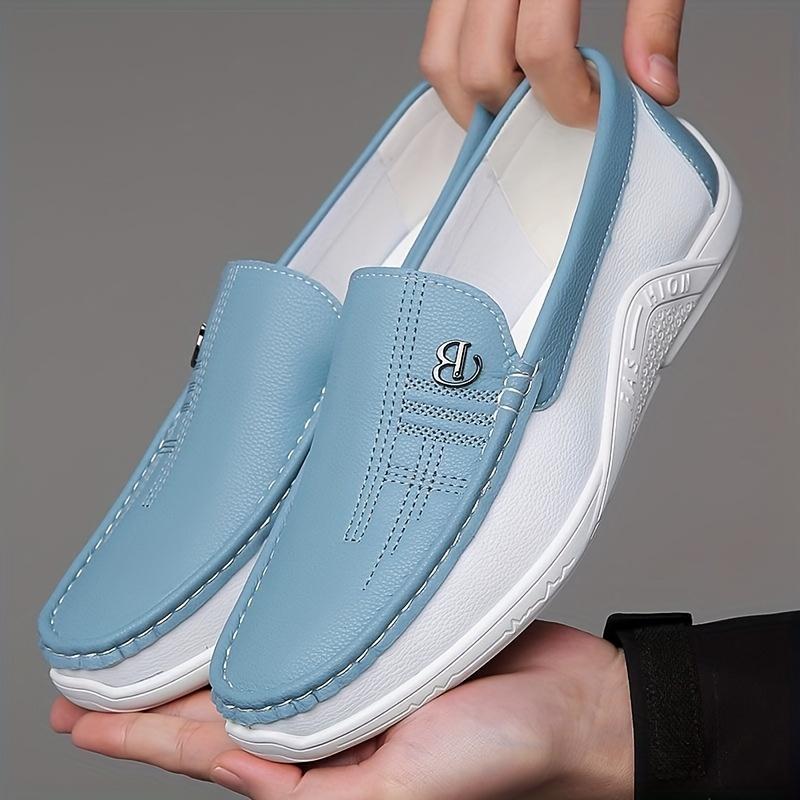 [Colour Block Slip on Loafer] Comfy Men's Colour Block Slip on Loafer Shoes - Non Slip Casual Rubber Sole Durable Walking Shoes