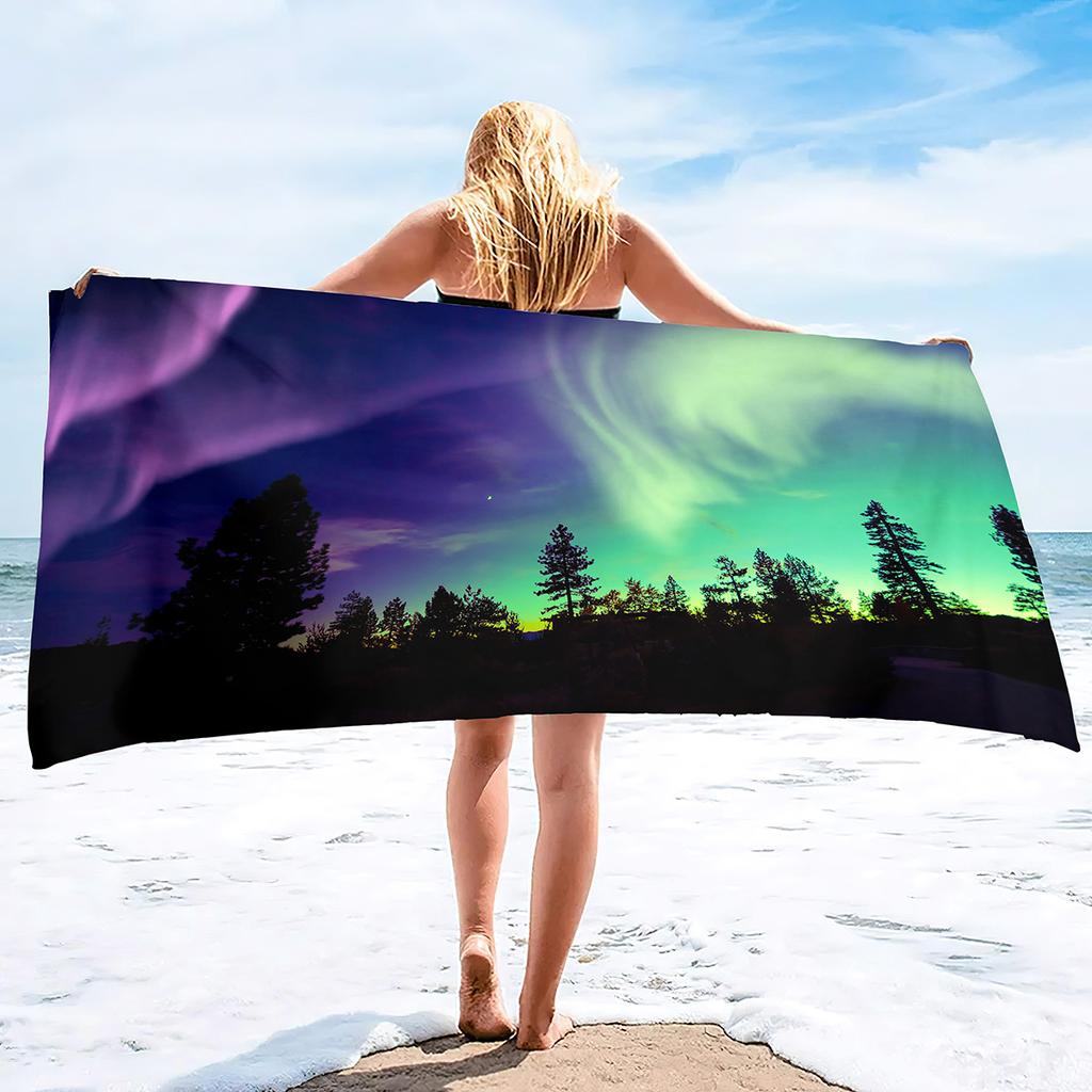 Aurora Printing Series Seaside Vacation Beach Towel Swimming Bath Towel Microfiber Sports Towel
