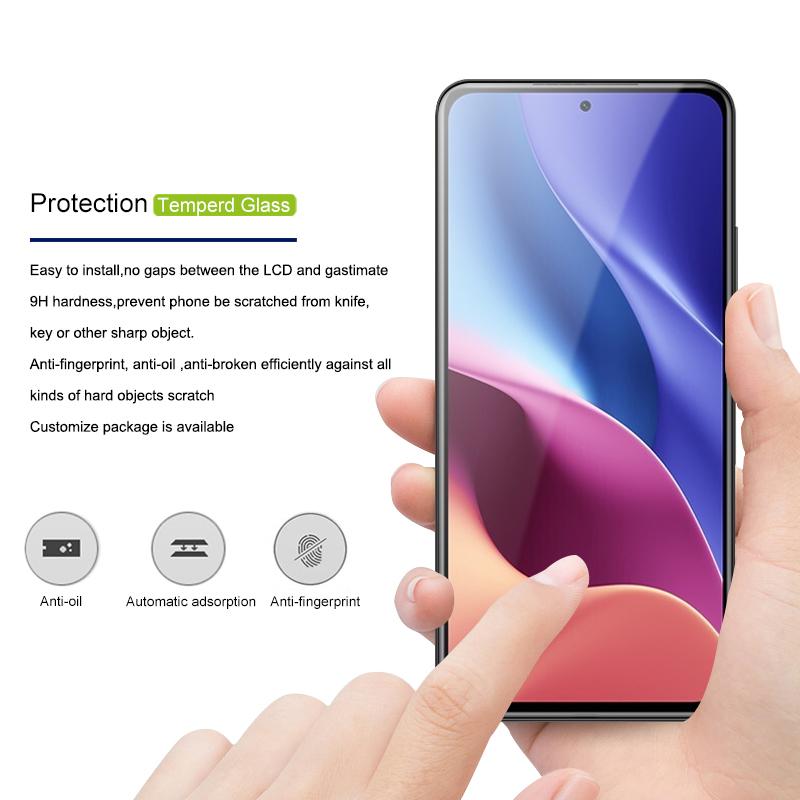 

MOCOLO Full Glue Full Cover Silk Printing Tempered Glass Screen Protector for Xiaomi Redmi K40 Black