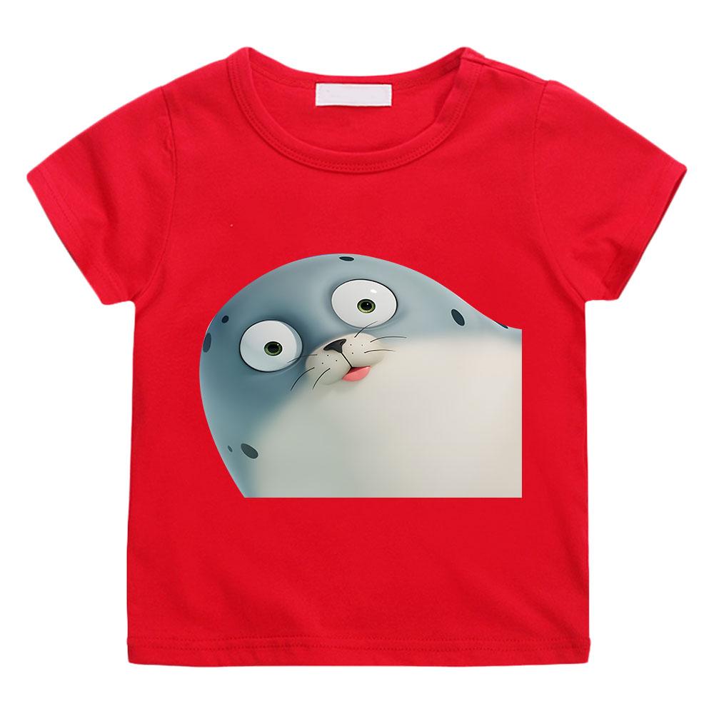 

Cute Sealook Animal Print Funny T-shirt Boys and Girls Cotton Tee-shirt Casual Summer Tshirts Children Cartoon Tees 12T червоний