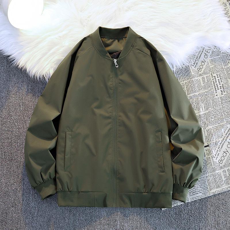 New Casual Versatile Jacket Solid Color Autumn Winter Men's Baseball Collar Clothes Flying Loose