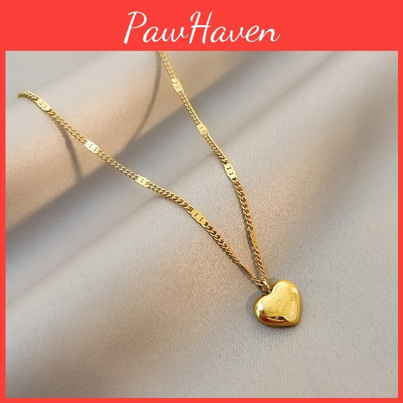 Fashion Titanium Steel Love Heart Pendant Necklace With Alphabet Charms For Women And Men