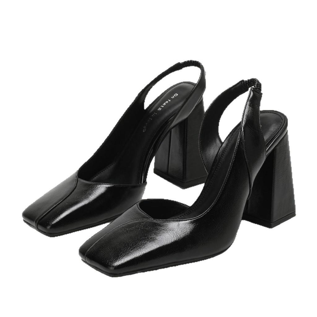 Láska na nohou: Jednoduché sandály na středním podpatku bez zadní části a se čtvercovou špičkou - Všestranná jarní/letní obuv