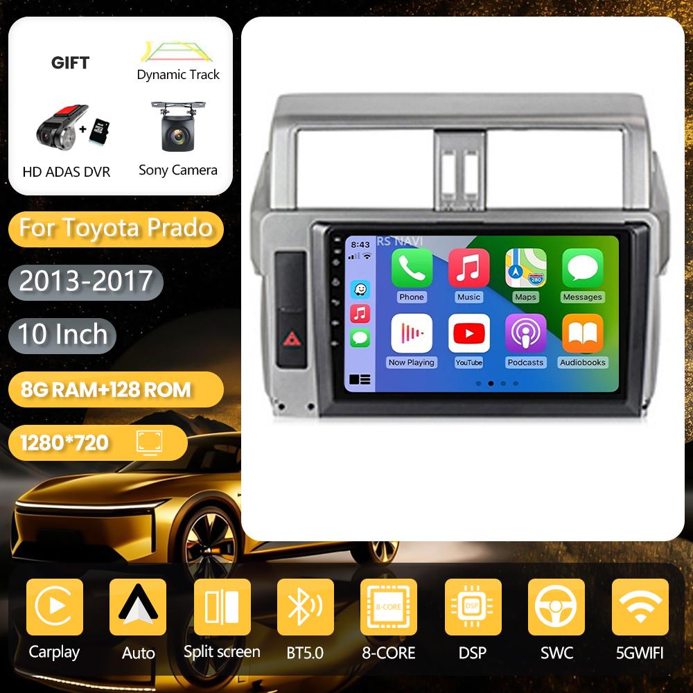 Android 16 for Toyota Prado 150 2013 - 2017 Carplay Car Radio Car Multimedia Player DSP Car Stereo 360° Camera QLED Screen