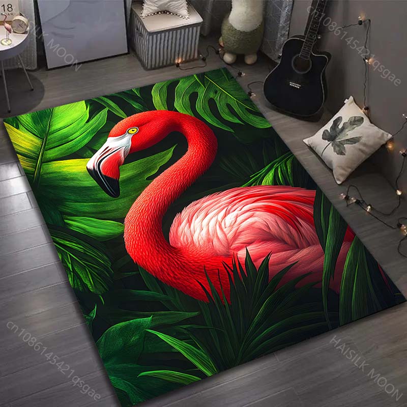 1PC Flamingo with tropical leaves Printed Carpet for Bedroom Living Room Bedside Sofa Floor Mat Modern Home Decor Area Rug