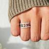 High-End S925 Sterling Silver Colorful Diamond Square Double Ring for Women - European & American Style Index Finger Ring