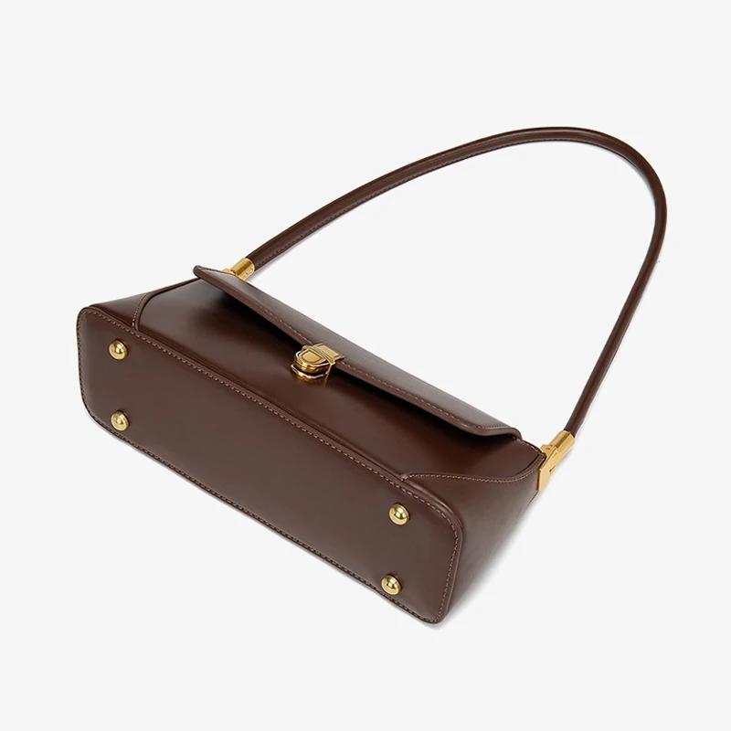 Women's Cow Split Leather Handbags Ladies Retro Cowhide Crossbody Underarm Bag Female Fashi Luxury Design Shoulder Bags Lady