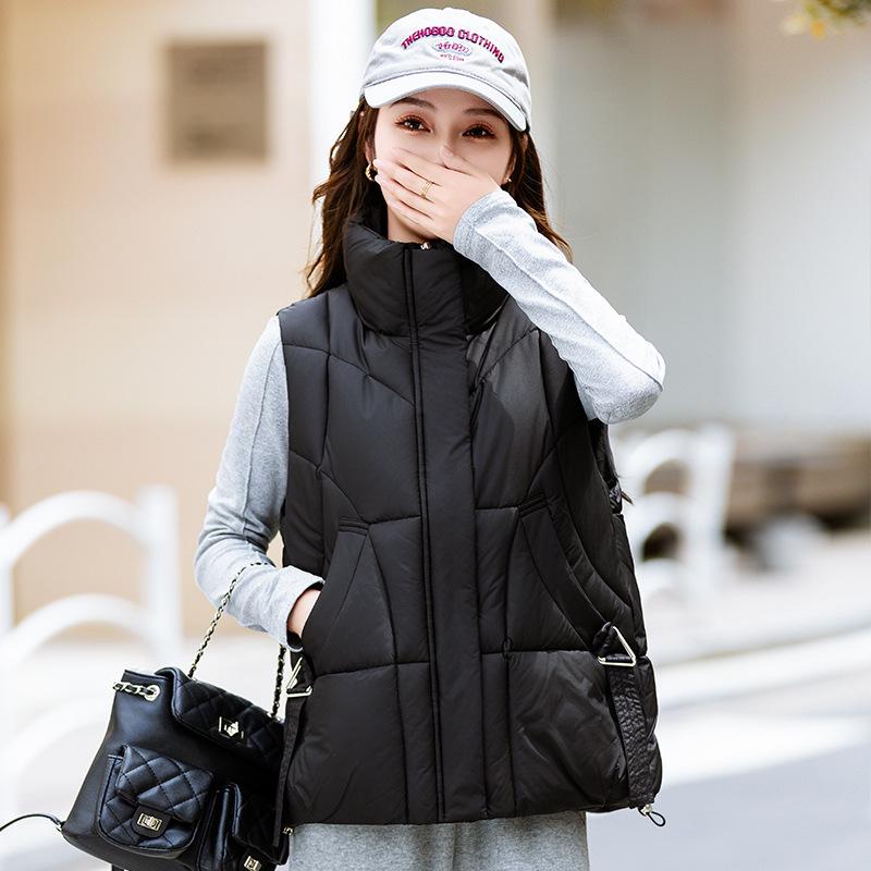 

Down cotton clothes, vests for women, loose and thickened short, with new vest vests and vests in autumn and winter. M чёрный