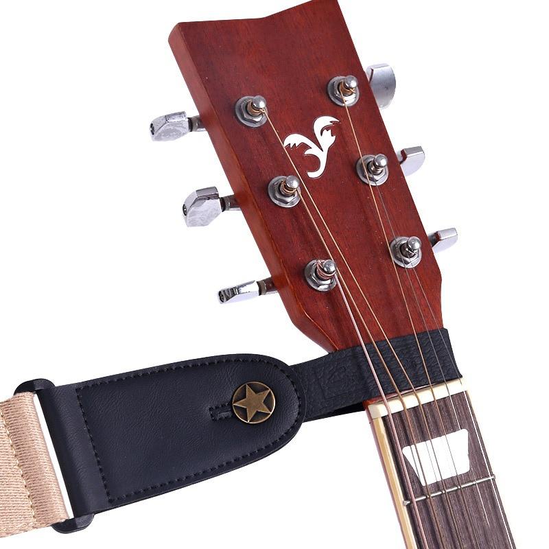Guitar Neck Strap Guitar Strap Leather Head Belt Holder Button Safe Lock Ukulele Bass Folk Acoustic Electric Guitar Accessories