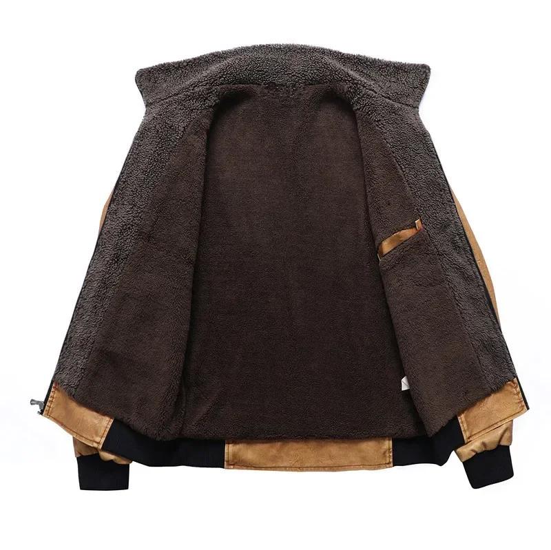 Giacche Invernali in Pelle Uomo Cappotti Caldi in Pile e Pelle PU Moda Colletto Reversibile Uomo Slim Fit Cappotti in Pelle Abbigliamento Uomo