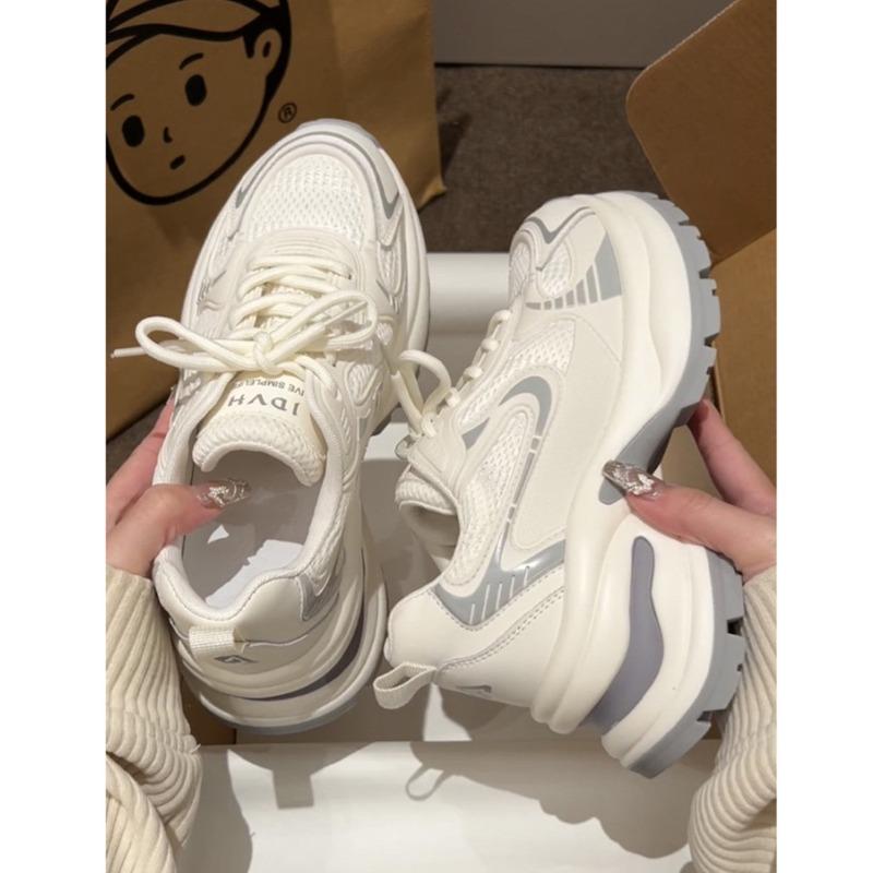 Platform dad shoes women's summer new white small fried street heightening thin mesh breathable sneakers