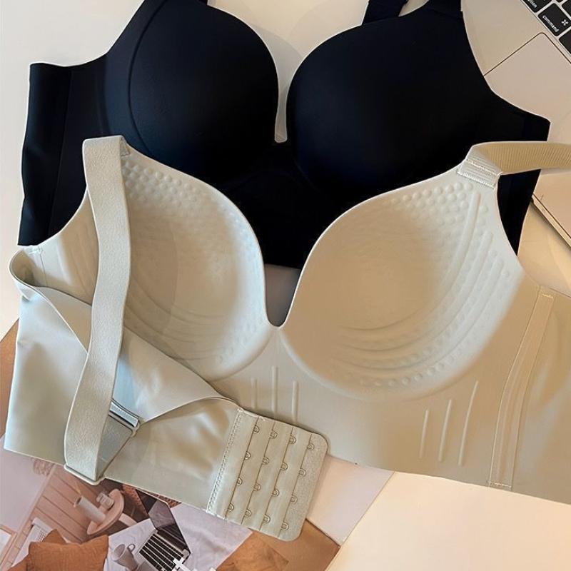 Women's Seamless Tank Top Bra Comfortable Push-Up Bra with Side Gathering Plus Size Bra