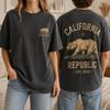 California Republic Bärenflagge Comfort Colors T-Shirt, Vintage Westküsten Grafik-T-Shirt