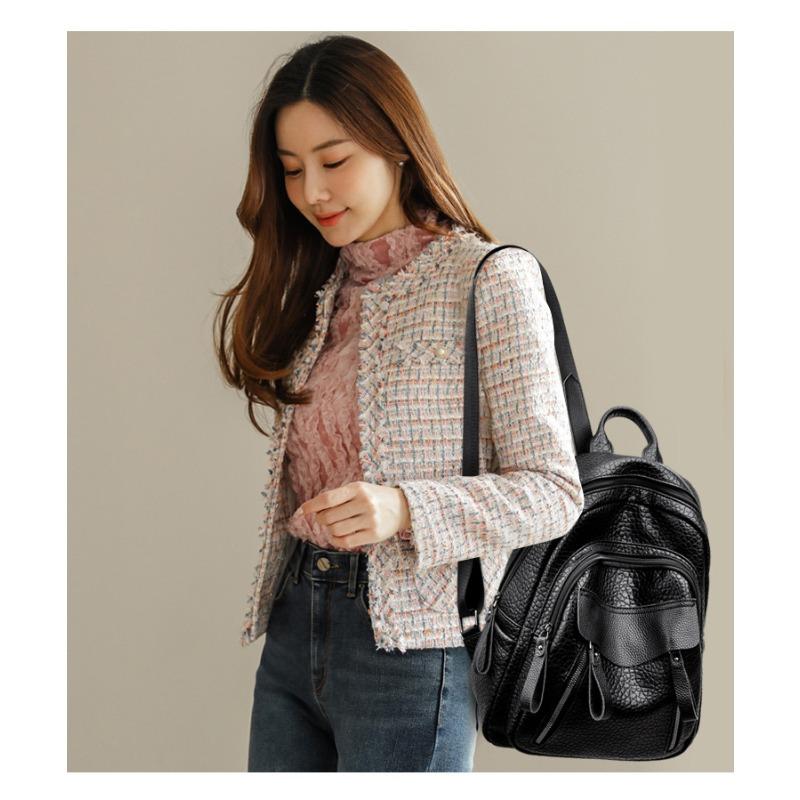 New Version of Soft Leather Women's Backpack for Women's New Style Pure Soft Leather Backpack Large Capacity Student Schoolbag Women's Bag