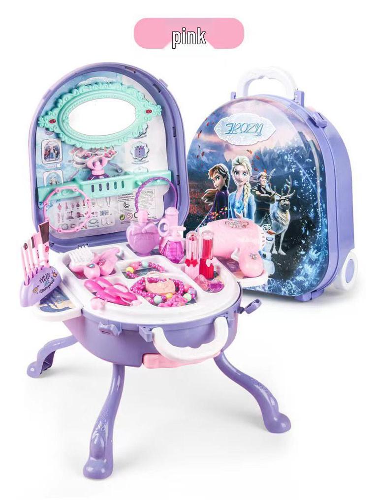 Frozen Princess Role Play Jewelry Set & Dressing Table Suitcase - Perfect Birthday Gift for Kids