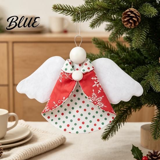 Winter Theme Party Supplies Fabric Angel Hanging Ornament Christmas Tree Decor Polka Dot Classroom Favors Ornament for Window Mantel Home