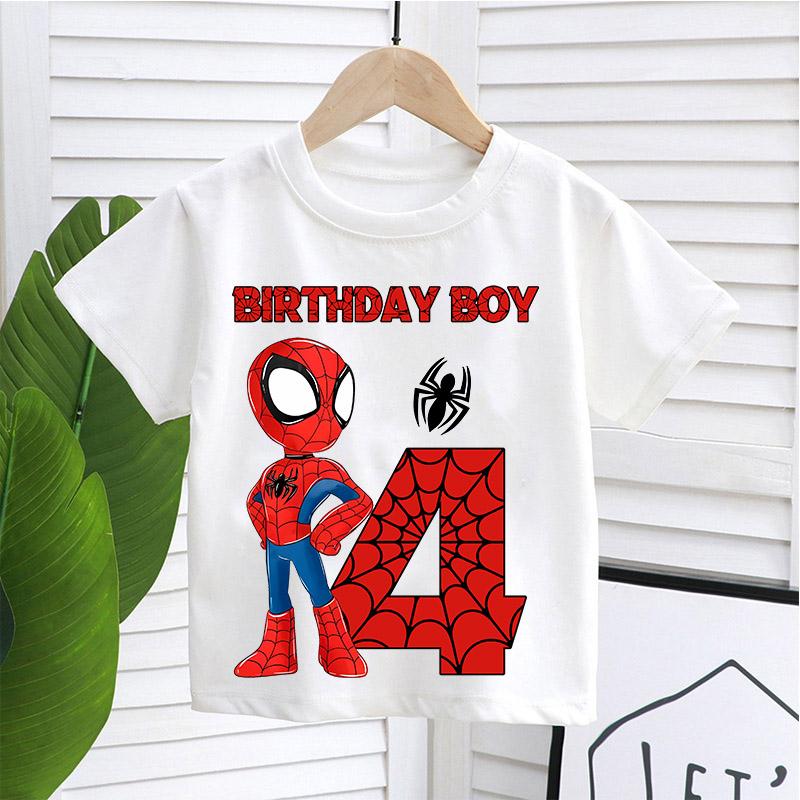 Childrens Spider Man High Quality Summer Childrens Tshirt Made of Breathable Fabric for 19 Birthday Parties