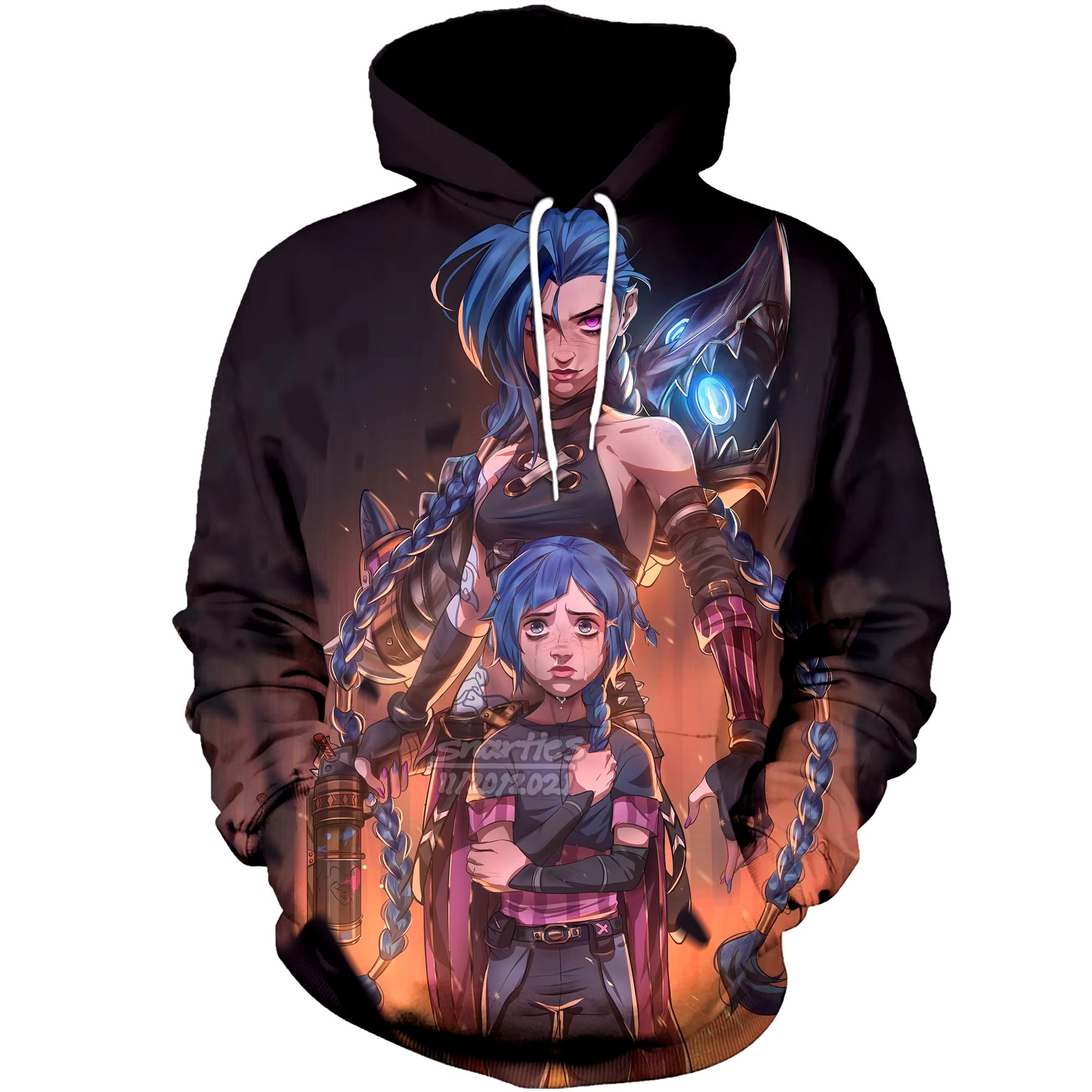 

Популярные аниме Arcane League Jinx Print Hoodies 3D Мужские/Женские Спортивные Костюмы Толстовки Детские Пуловеры Модная Мужская Одежда Большие Размеры L