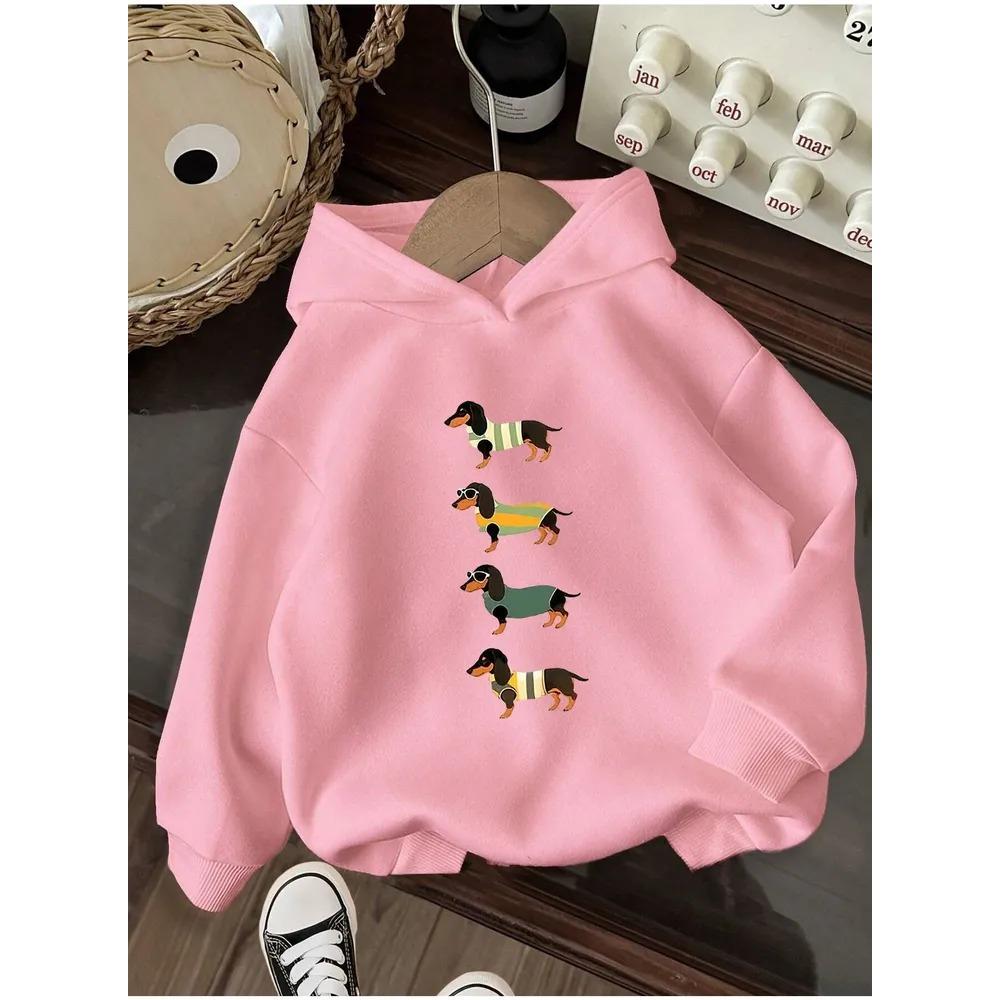 Autumn Winter Long Sleeved Cartoon Fun Litter Dog Printed Hoodie Fashionable Comfortable Warm Pullover Sports Casual Children's Hoodie