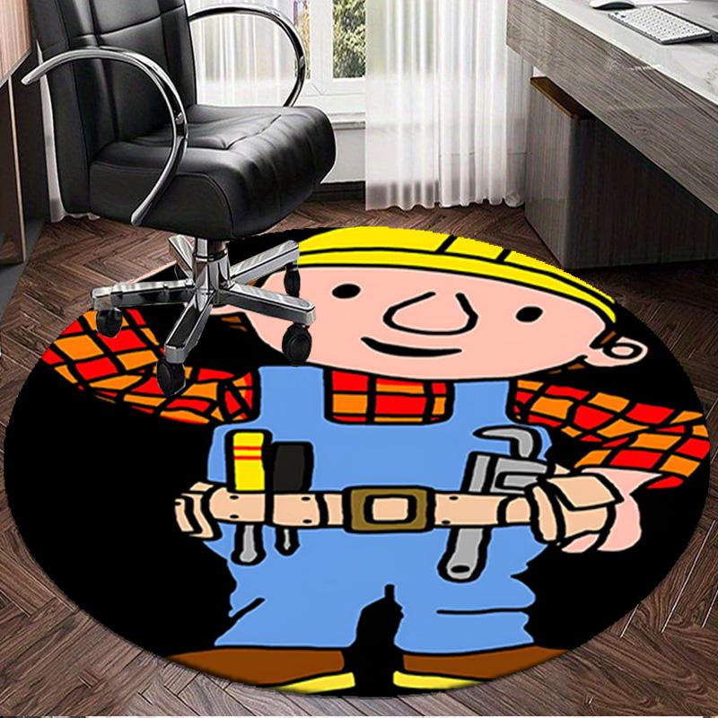 1PC The Builder's Adventure Round Rug, Non-slip Chair Mat, Home Decor, Circle Carpet Perfect for Office, Bedroom, Living Room,Christmas Gift