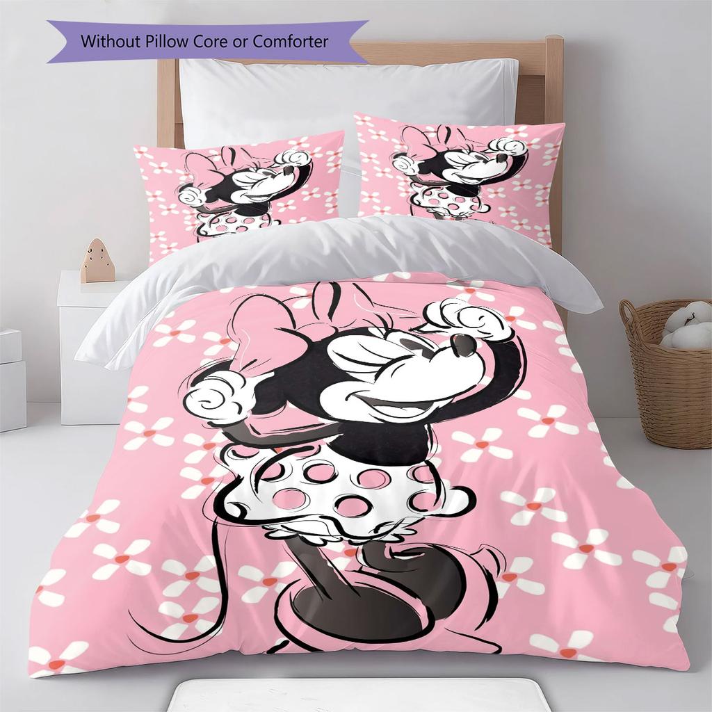 Retro Ink-wash Style Minnie Mouse Themed Print Bedding Set Warm and Comfortable The Perfect Choice for Decorating Child Bedroom