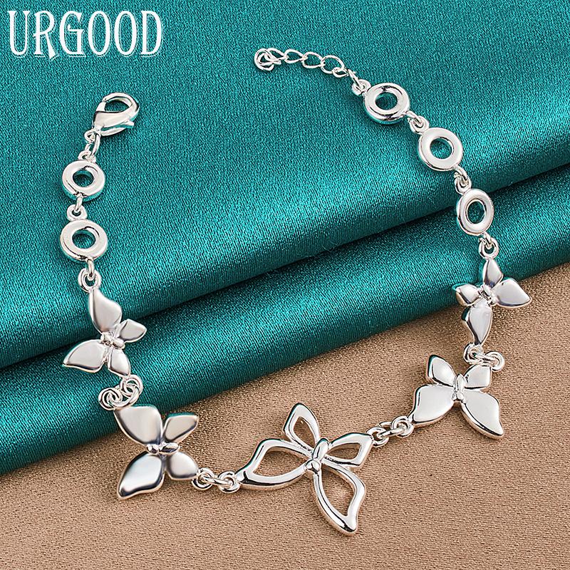 925 Sterling Silver Cute Butterfly Bracelet Women's Party Wedding Gift Fashion Jewelry