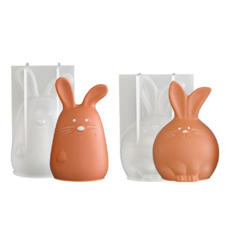 Rabbits Shaped Silicone Mould Heat Resistant Easy Cleaning Detailed Easters Candle Making Supplies 1