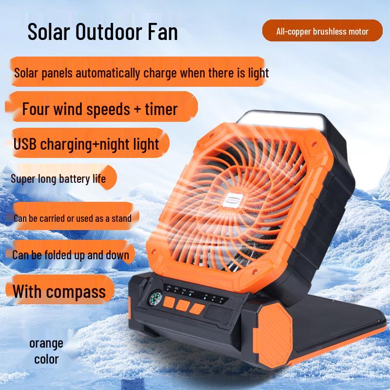 Rechargeable USB Tent Fan with LED Light - Portable, High Power for Camping