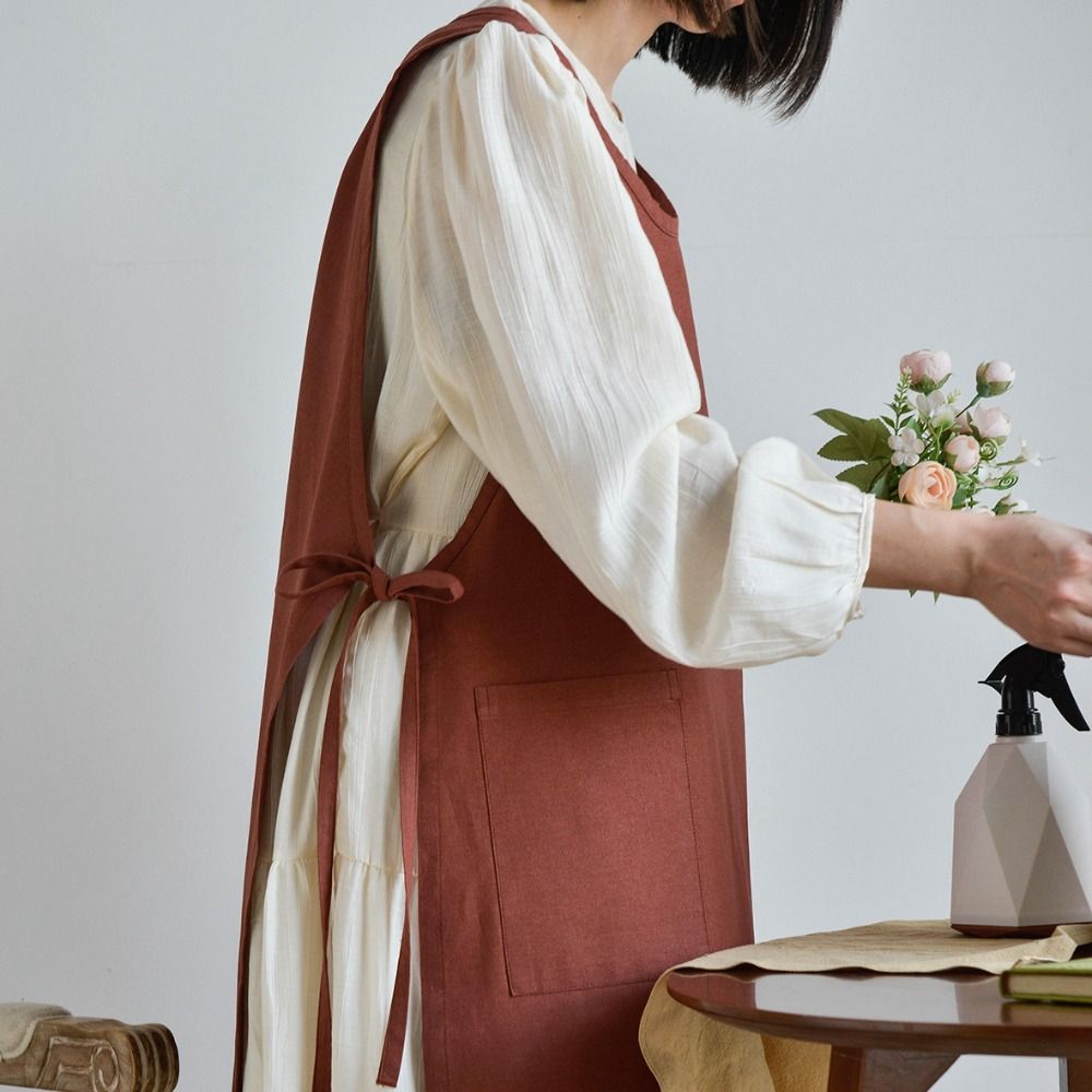 Pure Cotton Waterproof Apron Japanese Korean Style Chef Apron Household Sleeveless Apron  Florist