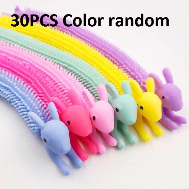 30-3PCS Funny Unicorn Pull Worm Noodle Fidget Toys Stretch String TPR Rope Anti Stress Toys String Stress Relief Autism Vent Toy