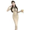 Women's French Heavy Industry Lace-Up Long Sleeve Slim-Fit Dress